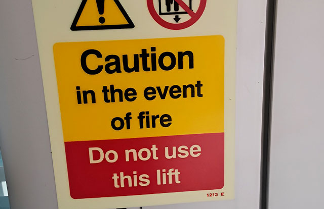 do not use lift in fire